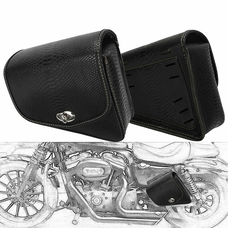 Motorcycle Gear Backpack - オートバイ Pu レザー荷物サイドサドルバッグハーレースポーツスター XL883 1200 左右黒サドルバッグバイクアクセサリー